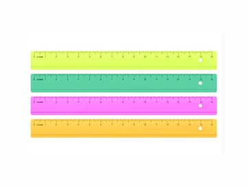 Линейка 16 см Стамм NEON Cristal флю, прозр., (4цв.) пласт. Стамм ЛН02 ...